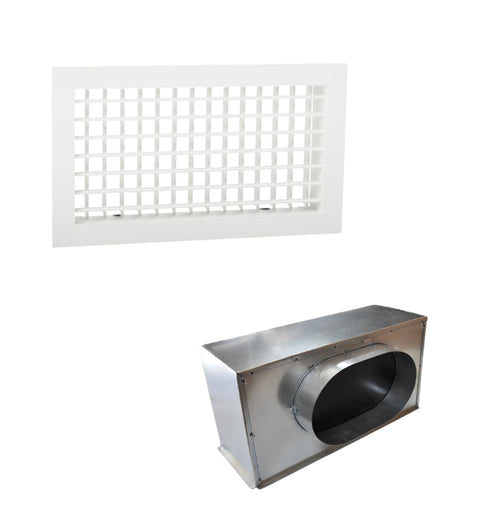 Grille double déflexion + plénum en galva