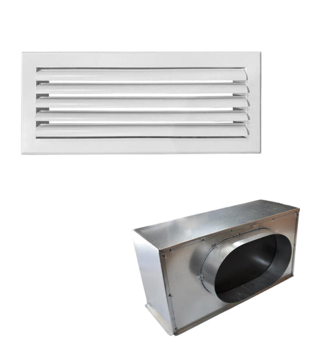 Grille de soufflage lames courbes + plénum en galva